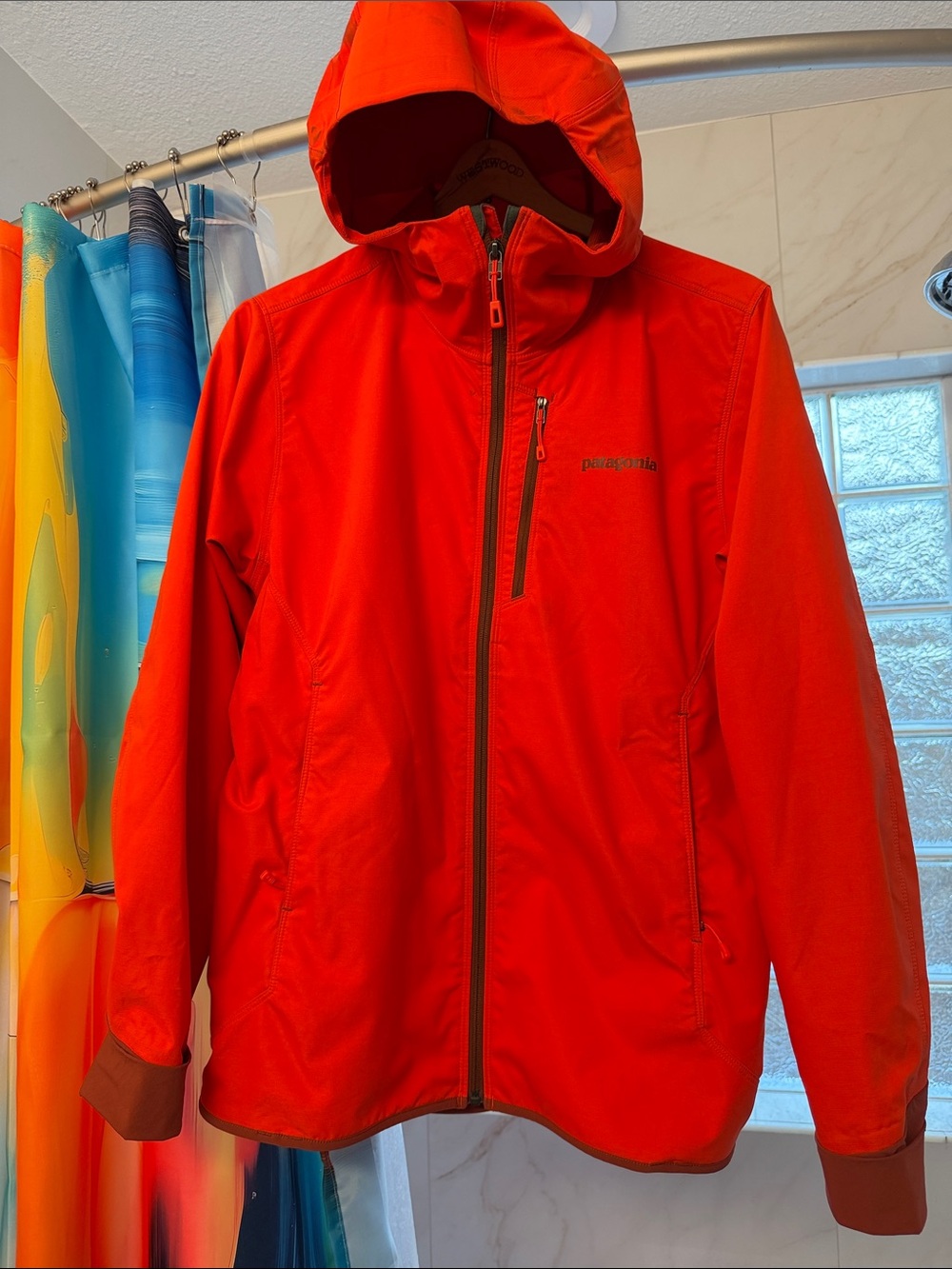 Patagonia Men's Orange Hooded Rain Jacket